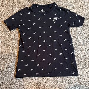 Nike Black T-Shirt with White Logo Pattern